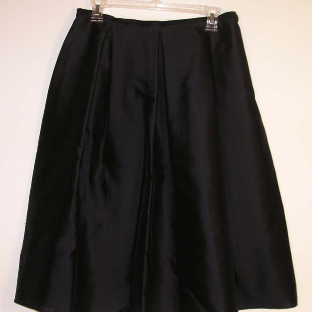 TALBOTS Petites Womens Pleated Skirt Black Silk